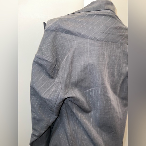 Vintage 90s Yohji Yamamoto Grey pinstriped Blazer Coat ASO Carolyn Bessette CBK - Picture 8 of 12